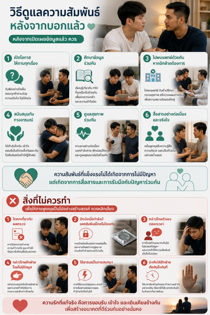 วิธีดูแลความสัมพันธ์หลังจากบอกแล้ว